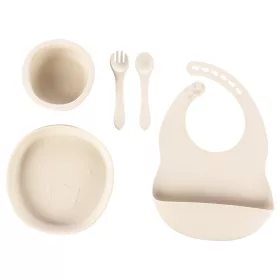   Zopa étkészlet szilikon 5 részes bézs (lapostányér, mély tányér, kanál, villa, előke)