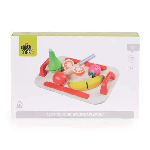 MONI Toys Fajáték gyümölcsök 7 db-os szett, tépőzáras szeletelhető gyümölcsök