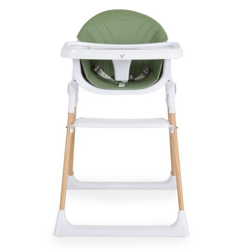 ALMOND etetőszék bőr ülés fa hatású fém lábakkal ZÖLD, összecsukható