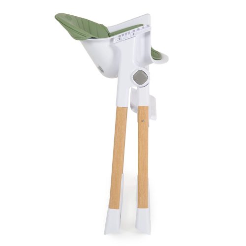 ALMOND etetőszék bőr ülés fa hatású fém lábakkal ZÖLD, összecsukható