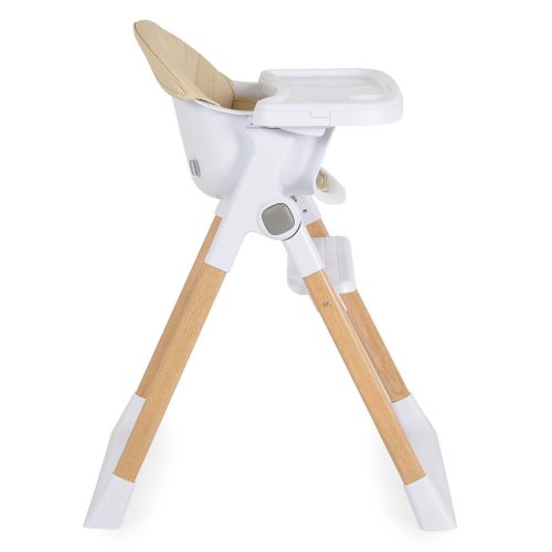 ALMOND etetőszék bőr ülés fa hatású fém lábakkal BÉZS, összecsukható