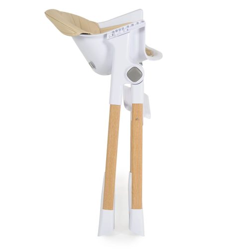 ALMOND etetőszék bőr ülés fa hatású fém lábakkal BÉZS, összecsukható