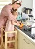 MecanWood Natúr fa gyerekbarát védőréteggel konyhai gyerek fellépő, tanulótorony Mini fellépővel állítható magasságú PRÉMIUM -montessori torony